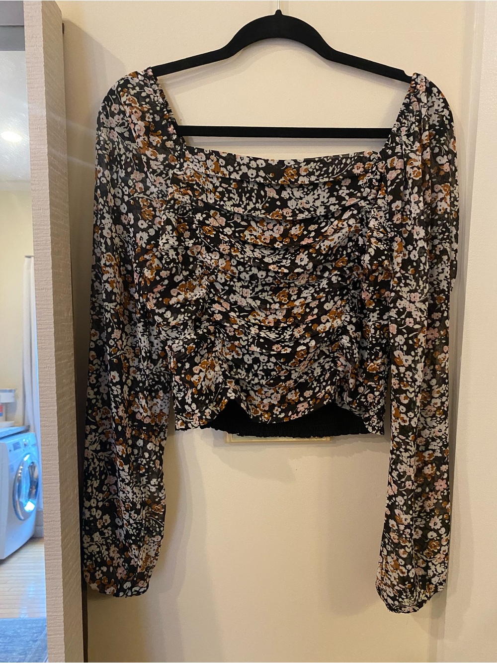 Brand New lulus black and brown floral chiffon blouse